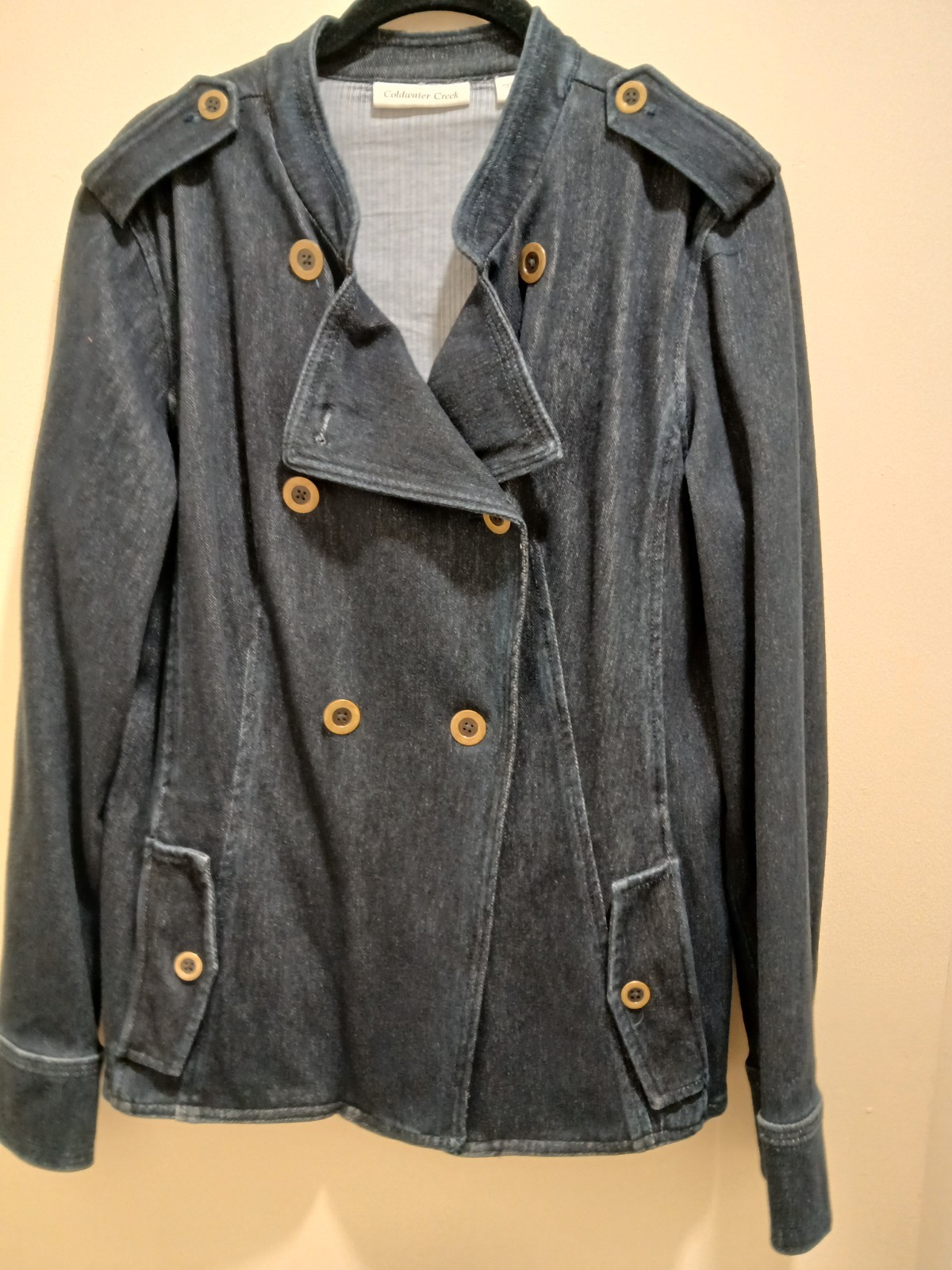 Coldwater Creek NWOT  Womens Double Breasted Denim Jacket Size Small $25.