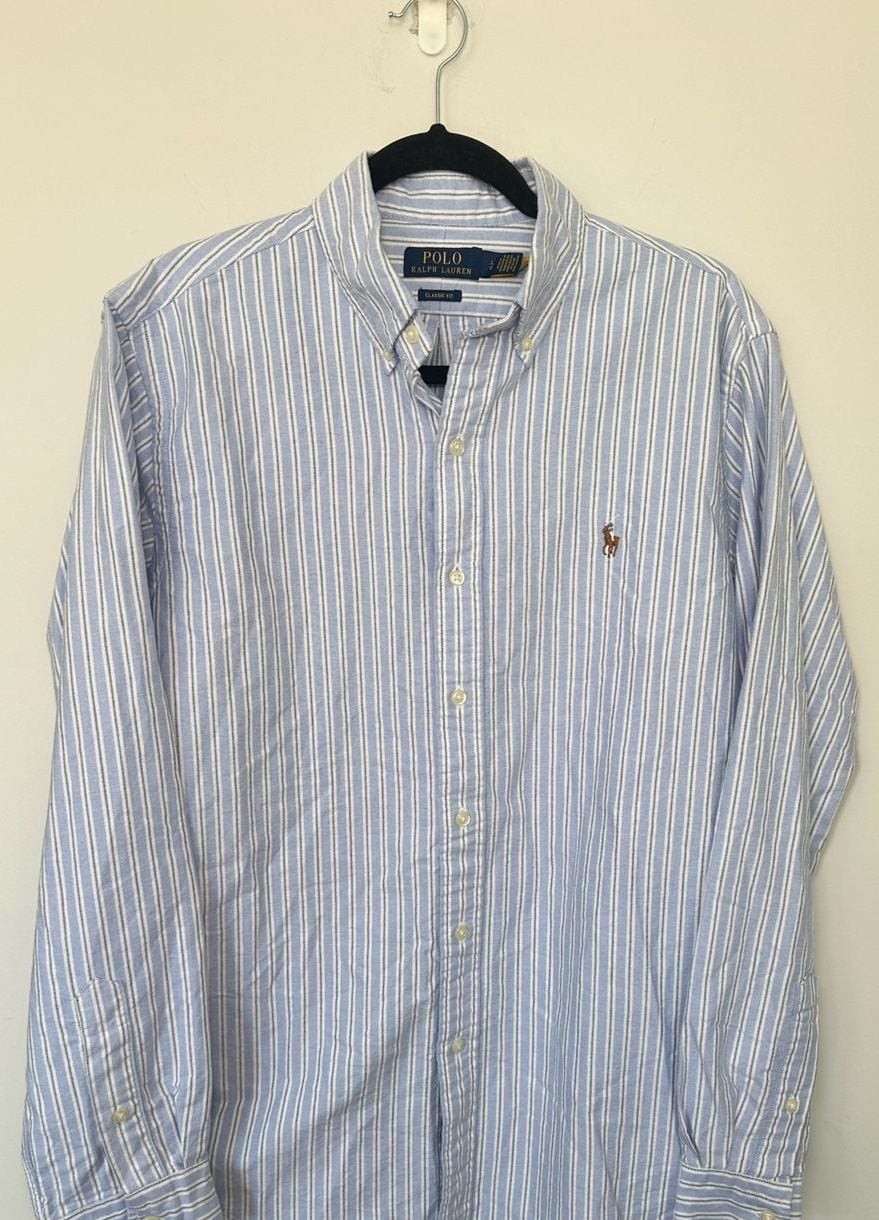 Polo Ralph Lauren Classic Fit Blue and White Striped Long Sleeve Button Down
