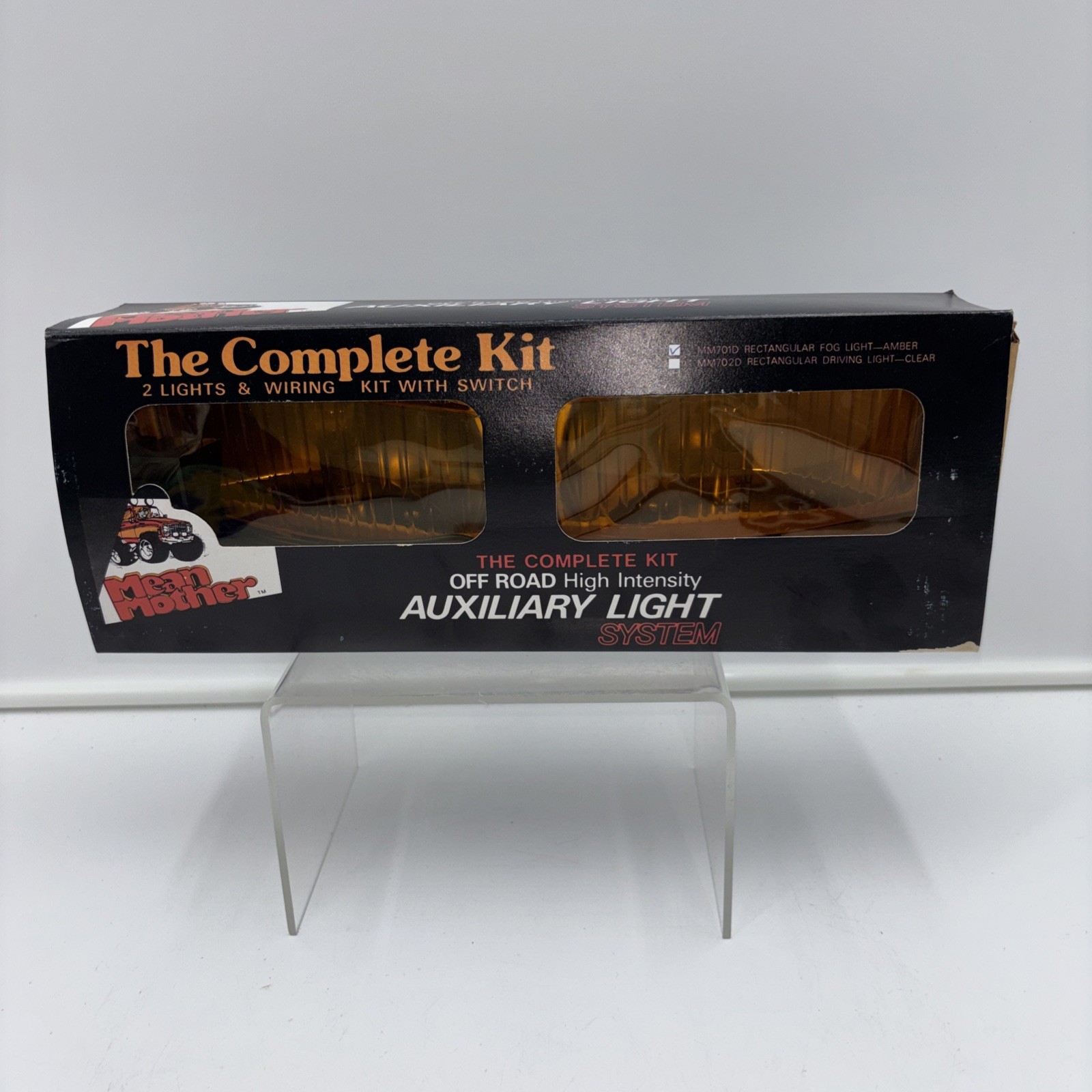 Mean Mother MM701D Amber Fog Lights Complete Kit Chrome Rectangular NOS HongKong