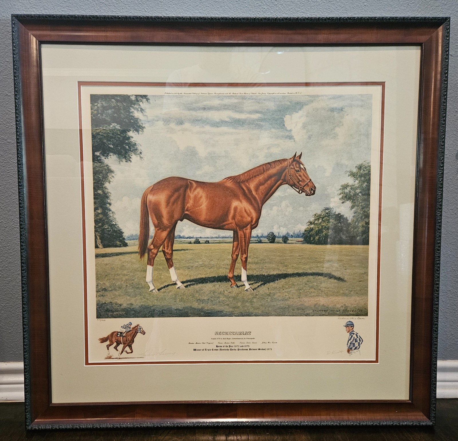 1973 Richard Stone Reeves Secretariat Lithograph S/N, 836/850, Turcotte, Laurin