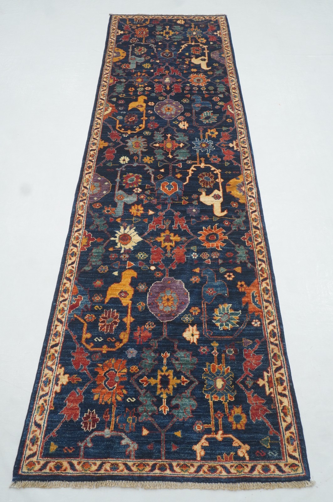 3x10 ft Navy Blue Bidjar Afghan Hand knotted Oriental Runner Rug
