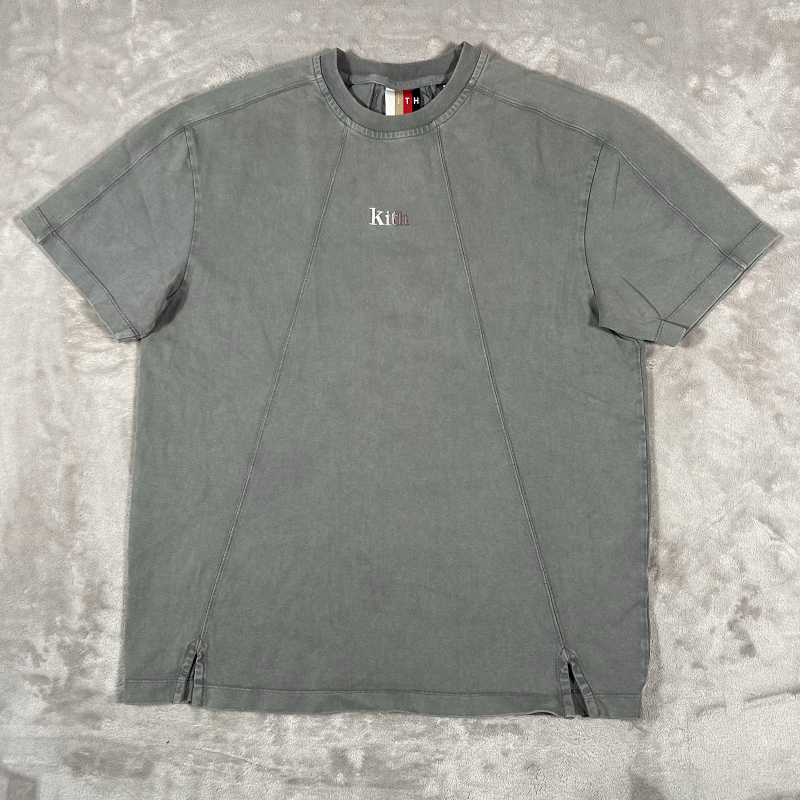 KITH Garment Dyed Paneled Tee T Shirt Mens M Olive Green SS20 Cotton Streetwear
