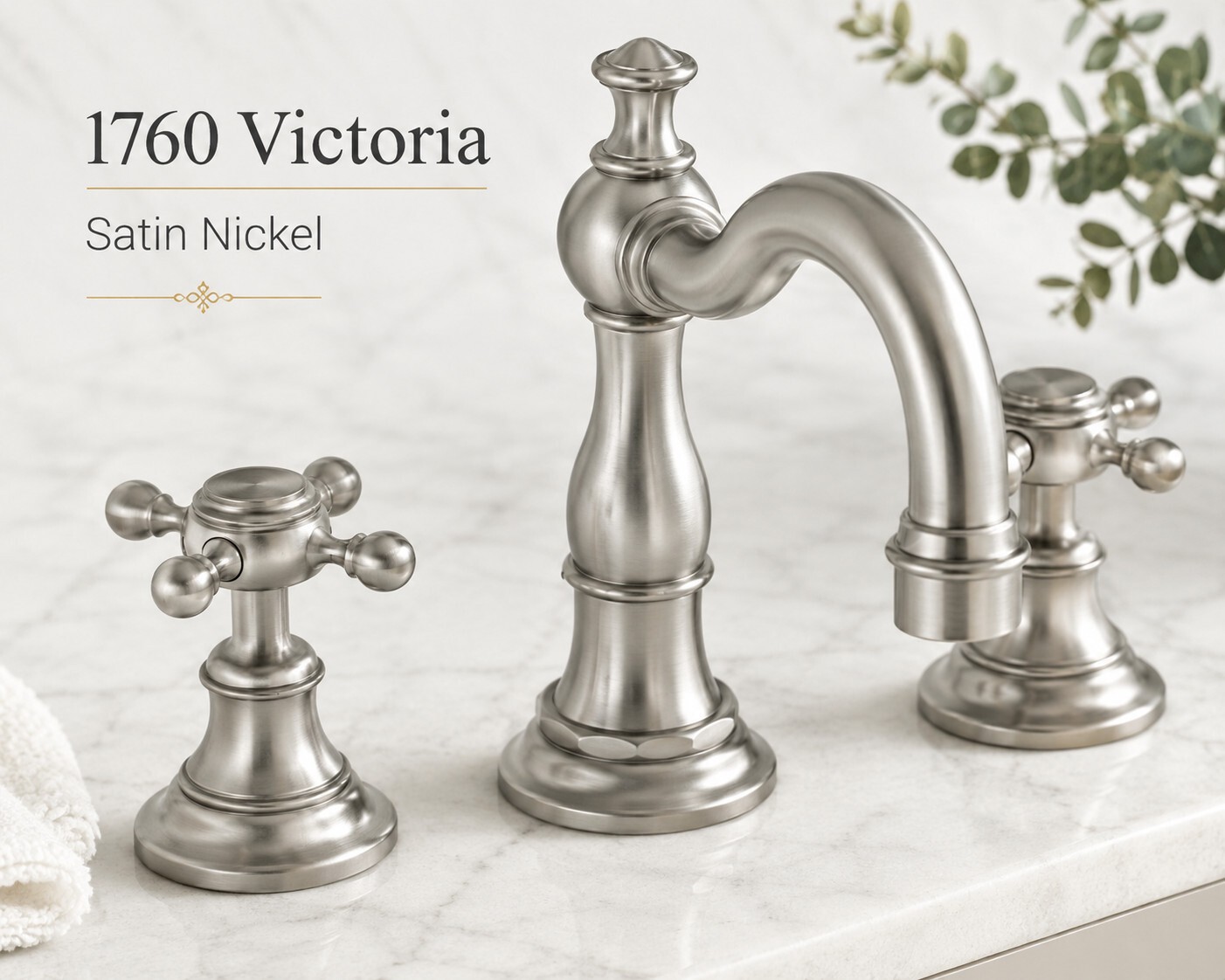 Newport Brass 1760 Victoria Double Handle Widespread Lavatory  - Satin Nickel