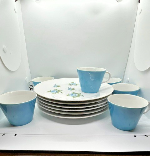 Vintage JSC Japan PETITE ROSE Luncheon Set 6 Cups & 6 Plates Porcelain Vintage JSC Japan PETITE ROSE Luncheon Set 6 Cups & 6 Plates Porcelain