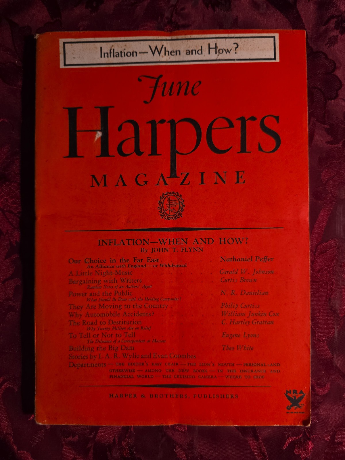HARPER\'s June 1935 JOHN T. FLYNN EUGENE LYONS PHILIP CURTISS NATHANIEL PEFFER 