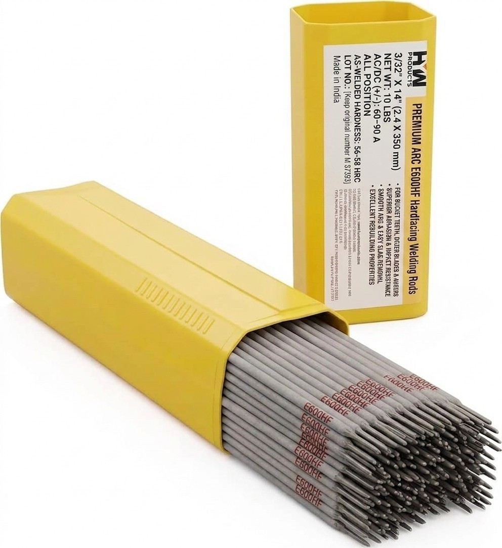 HYW E600HF Hardfacing Welding Rods 54-58 HRC, 3/32-5/32 in, AC/DC, 10/60 lb