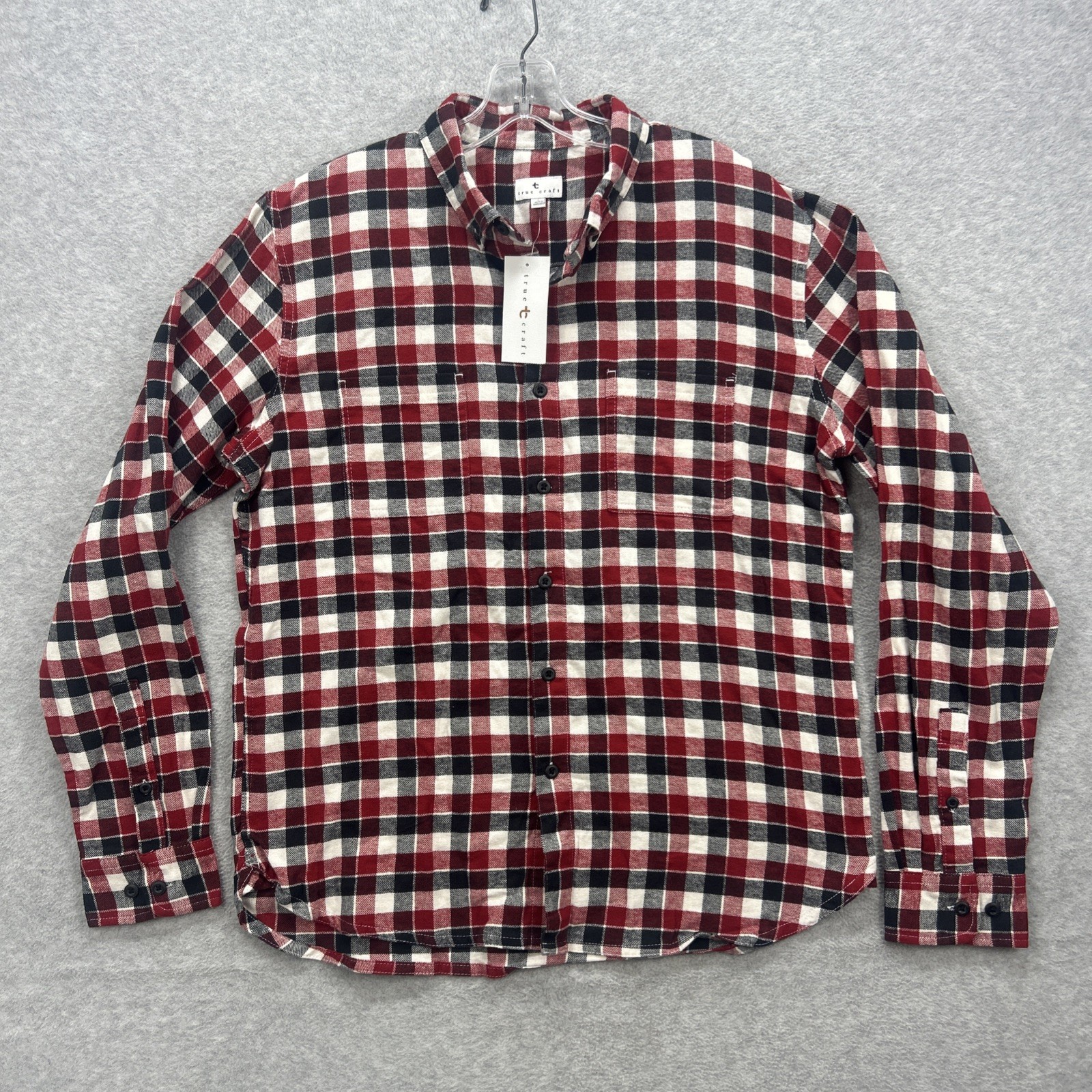 True Craft Shirt Mens Large Red Black Gingham Flannel Lumberjack Cabincore NEW True Craft Shirt Mens Large Red Black Gingham Flannel Lumberjack Cabincore NEW