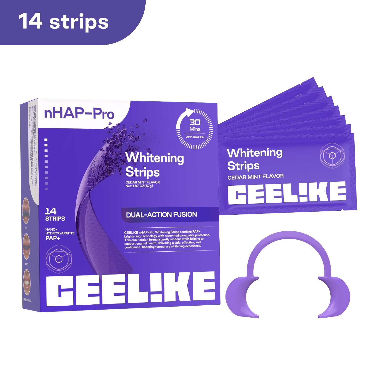 CEELIKE Purple Teeth Whitening Strips, PAP + nHAP, 42 Strips ( 21 Treatment ) CEELIKE Purple Teeth Whitening Strips, PAP + nHAP, 42 Strips ( 21 Treatment )
