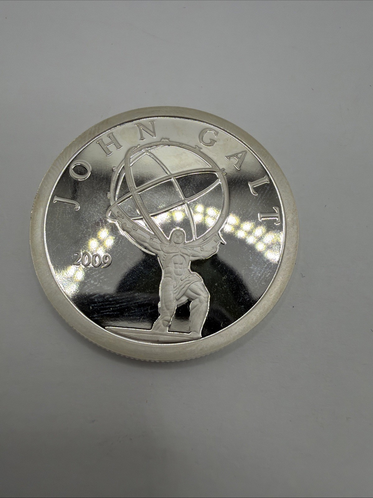 2009 John Galt $50 Atlas Librecoins AOCS  1 oz .999 Fine Silver Norfed Design BU