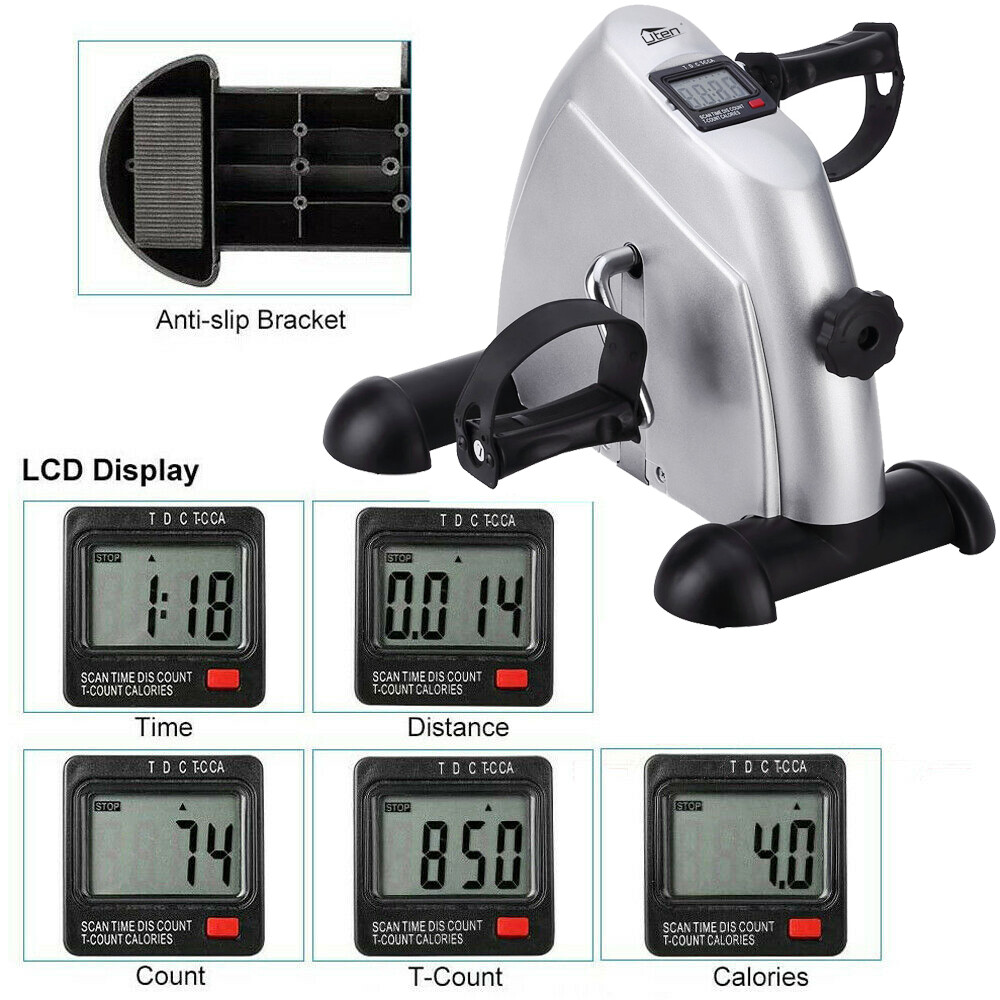 Mini Exercise Bike Under Desk Pedal Exerciser Cycle Arm Leg Peddler LCD Gift