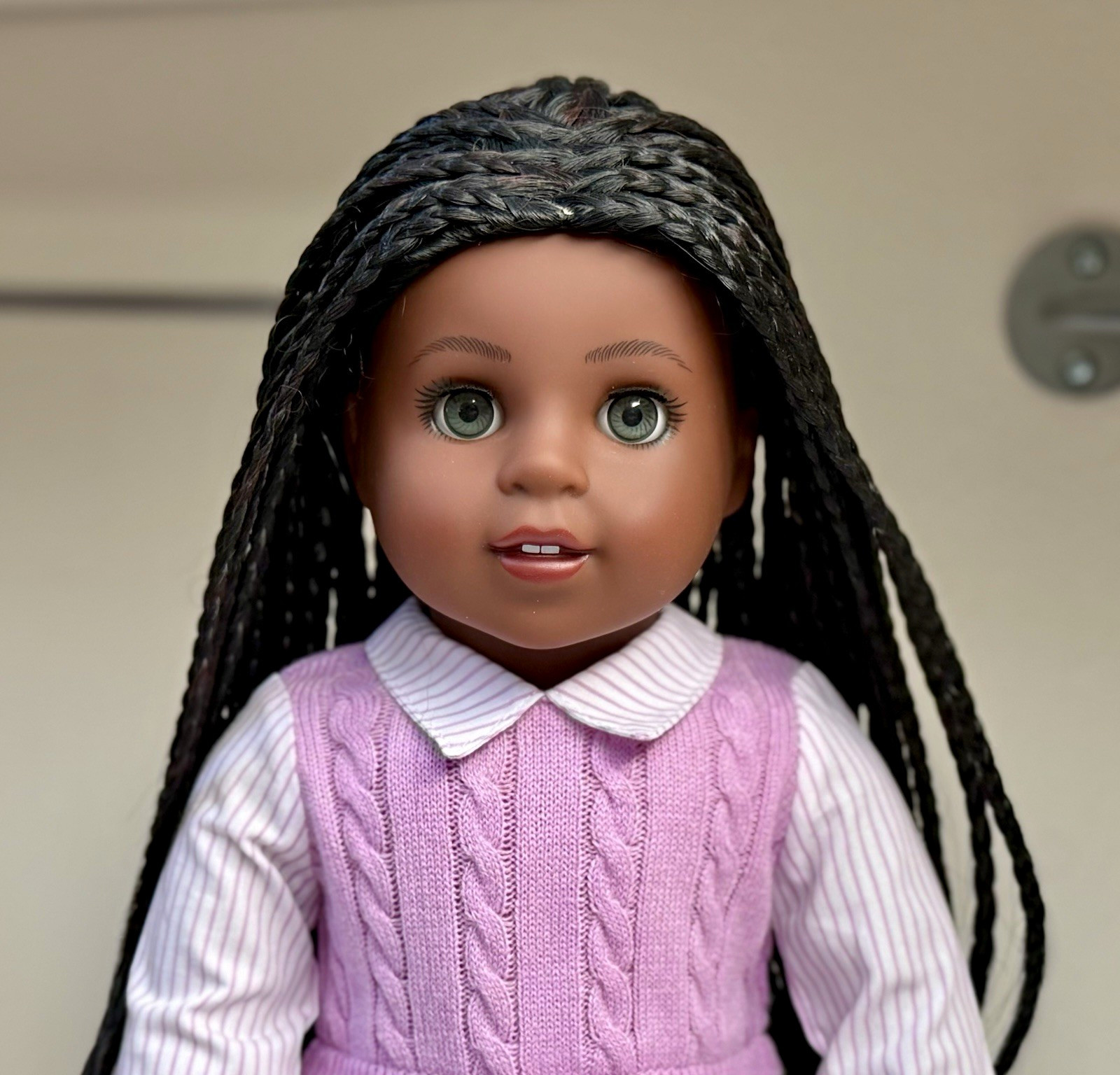 OOAK Custom American Girl Doll 18 in Makena face mold gray eyes custom wig