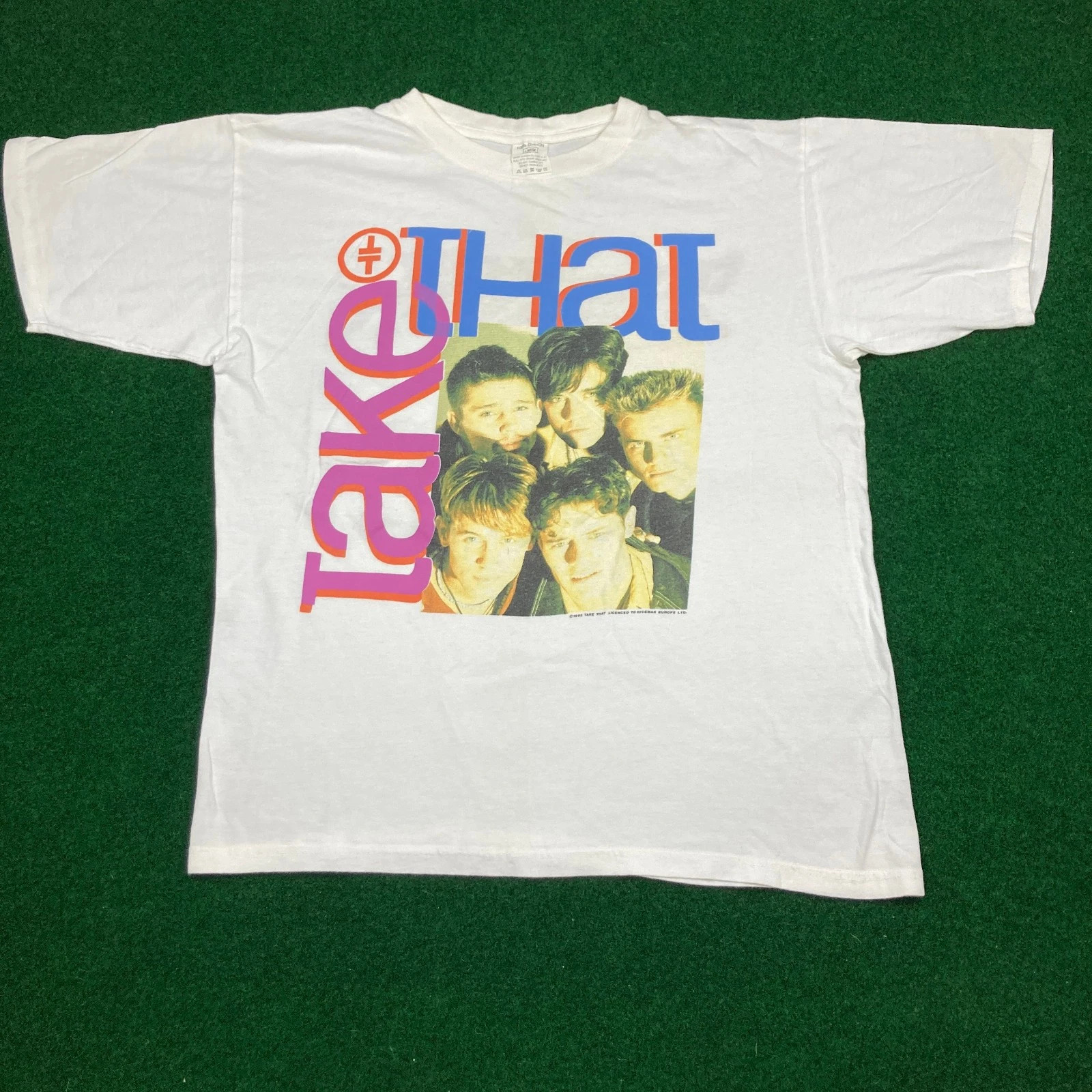 Vintage Take That Shirt Mens White 1993 Pop Group Boy Band Concert Tour PA7988