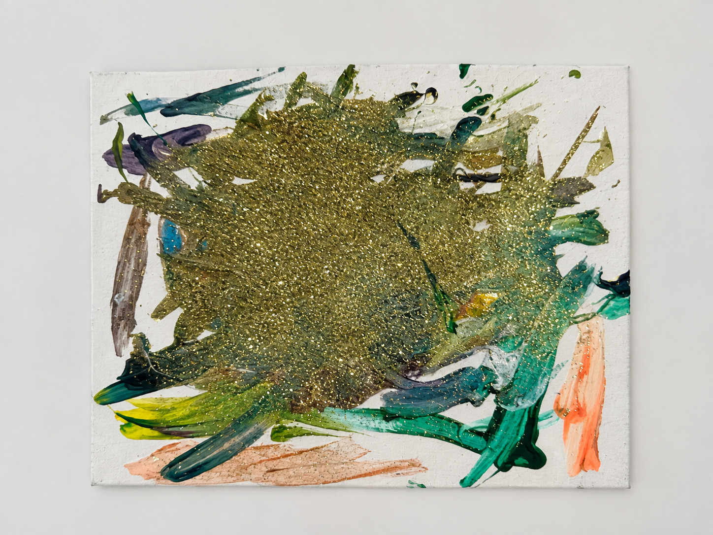 A painting filled with a splash of glitter and surprise in a colorful jungle A painting filled with a splash of glitter and surprise in a colorful jungle