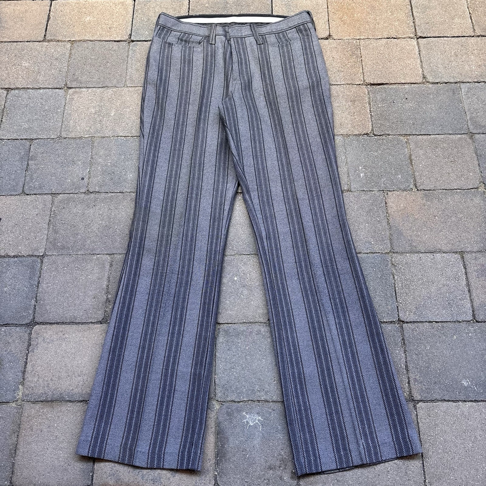 70s Sears Kings Road Trousers Mens 32x30 Gray Striped Perma-Prest Flared Disco 70s Sears Kings Road Trousers Mens 32x30 Gray Striped Perma-Prest Flared Disco