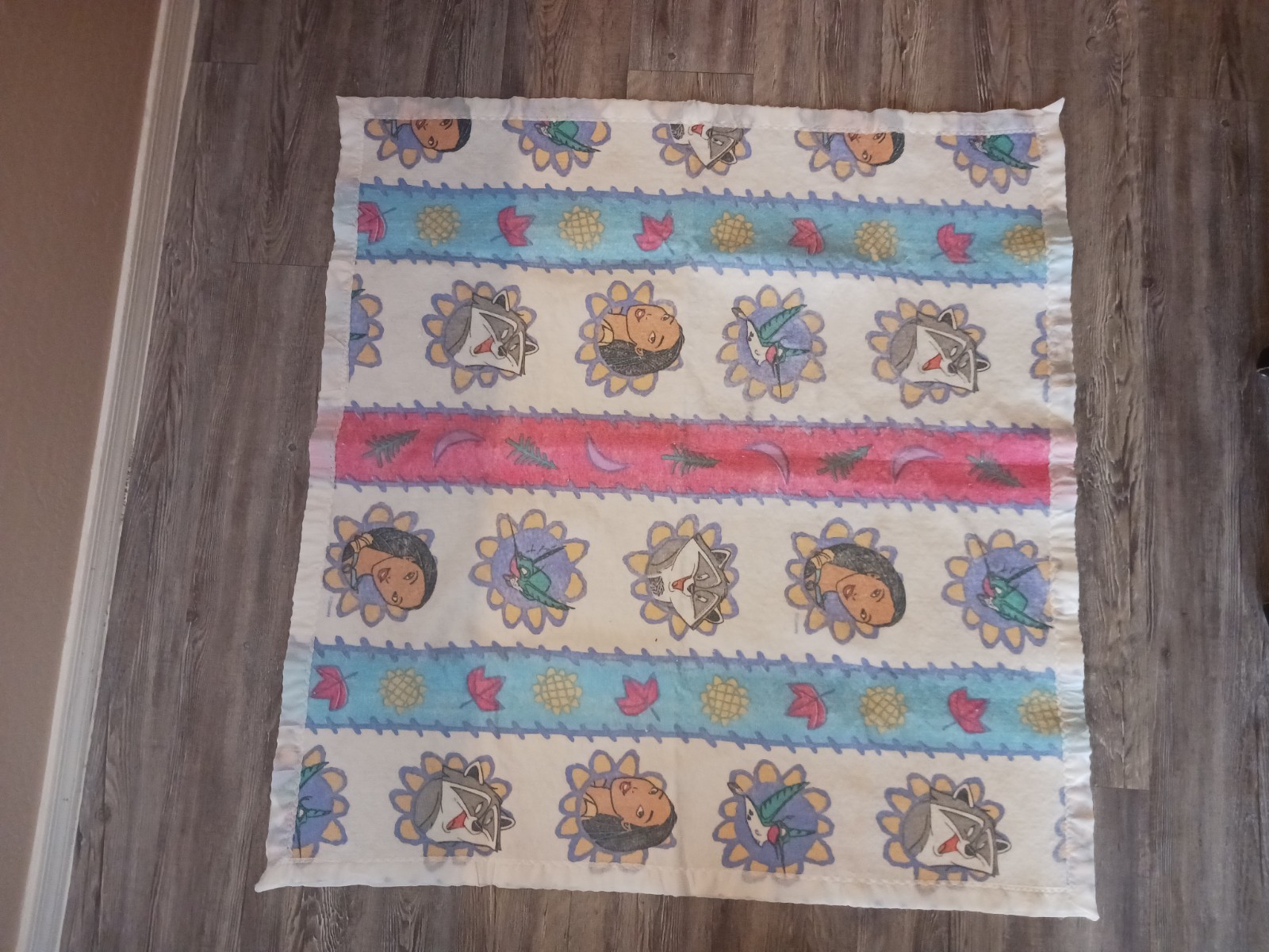 Rare Disney Pocahontas Vintage Throw Blanket Retro 2