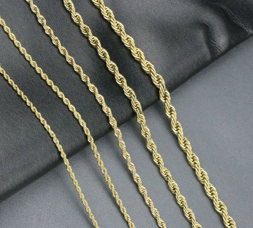 Twisted Rope Chain Stainless Steel Gold Plated Necklace Men Women Twisted Rope Chain Stainless Steel Gold Plated Necklace Men Women