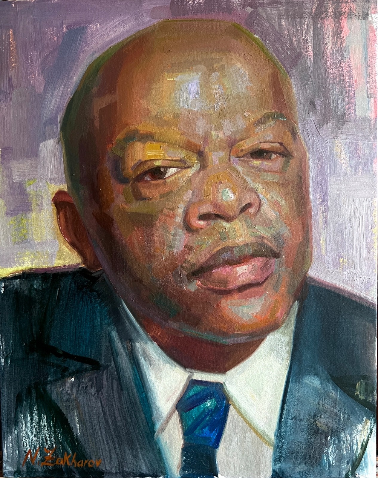 JOHN LEWIS Civil Rights  African American History Original Oil Portrait Signed