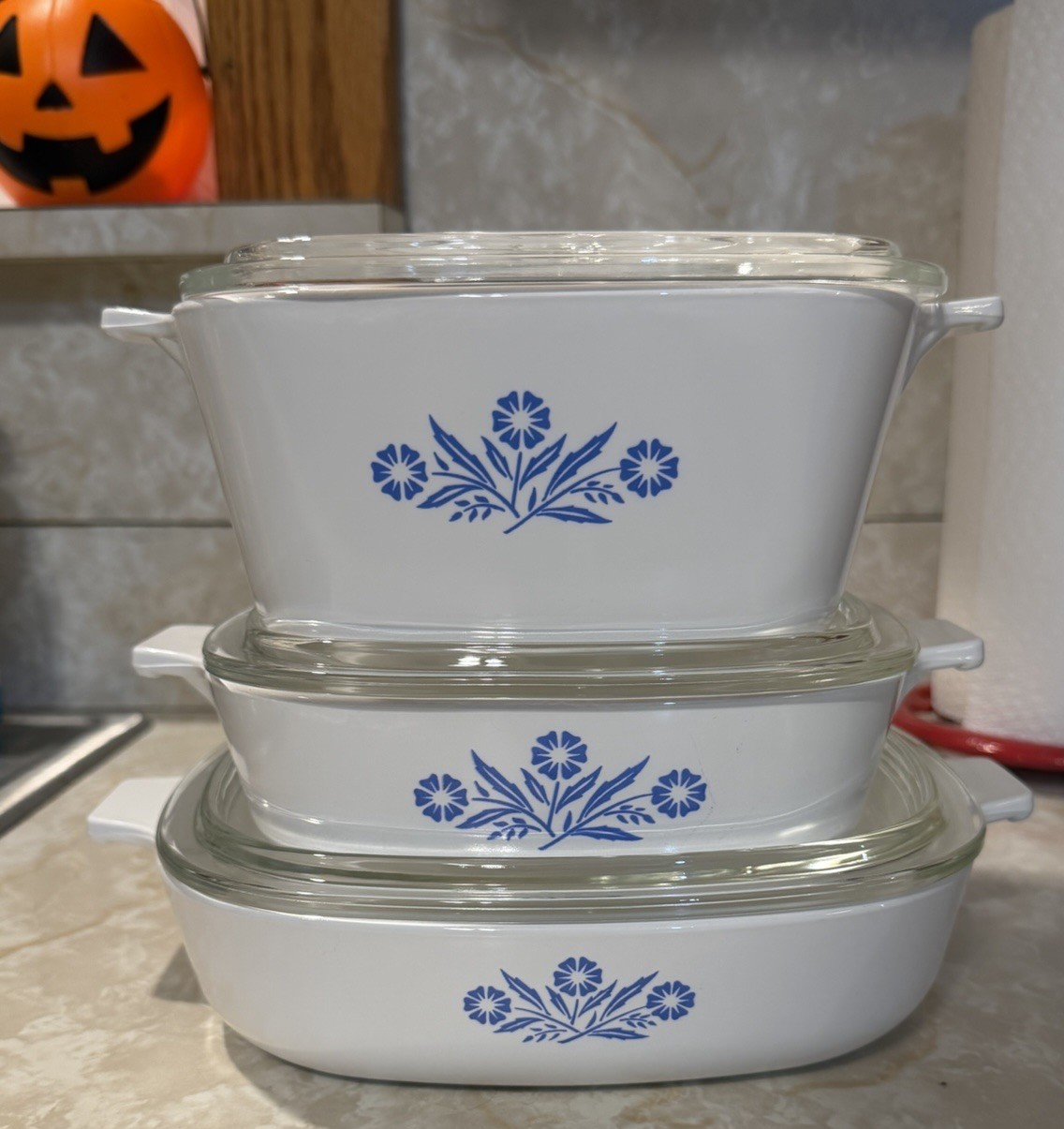 Corning Ware Blue Cornflower Casserole Dish With Pyrex Lid Lot Of 3 Vintage