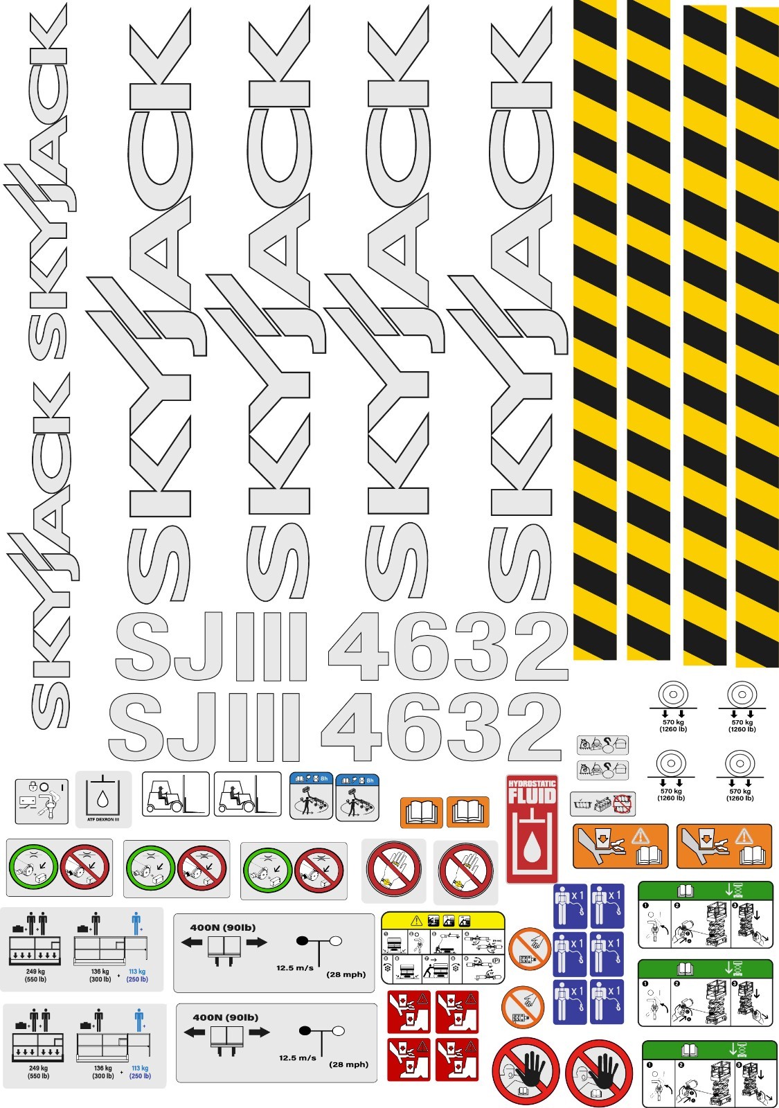 Fits Skyjack 4632 Decal kit Scissor Lift Stickers - 