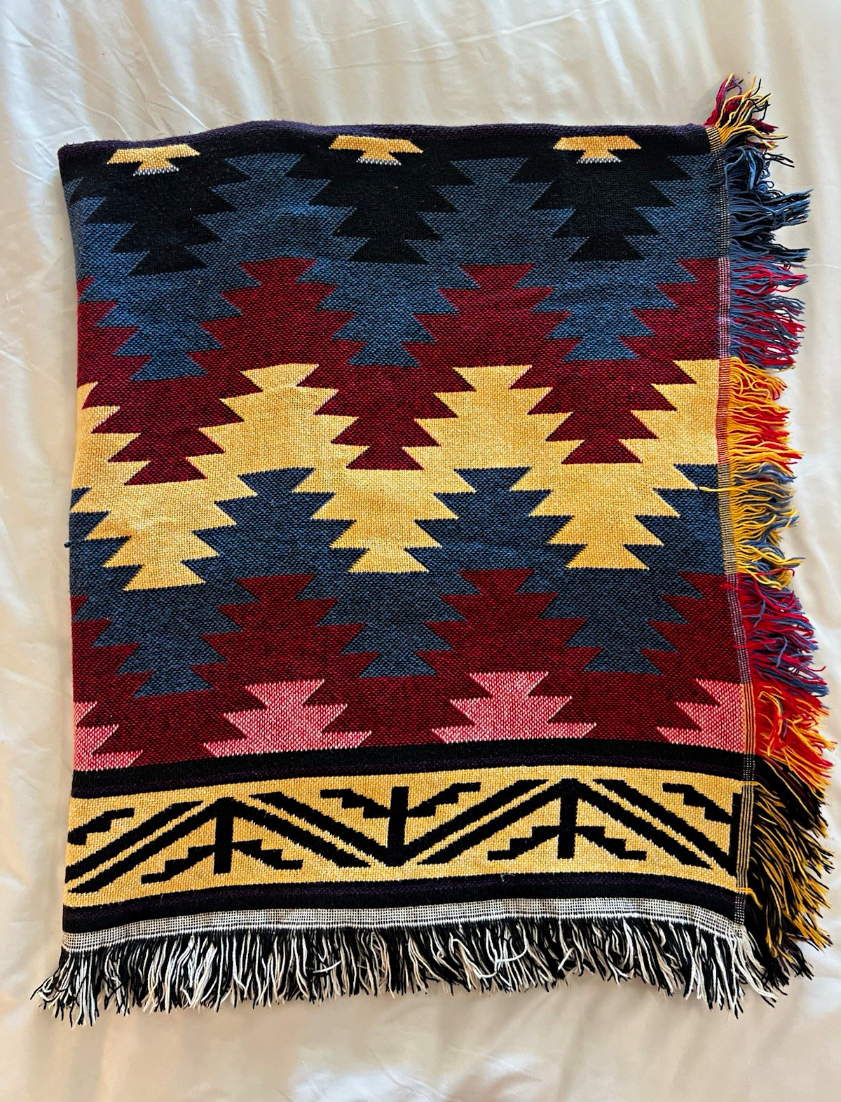 Vintage Crown Crafts Southwestern Woven Throw Blanket 100% Cotton USA 53x61 Vintage Crown Crafts Southwestern Woven Throw Blanket 100% Cotton USA 53x61