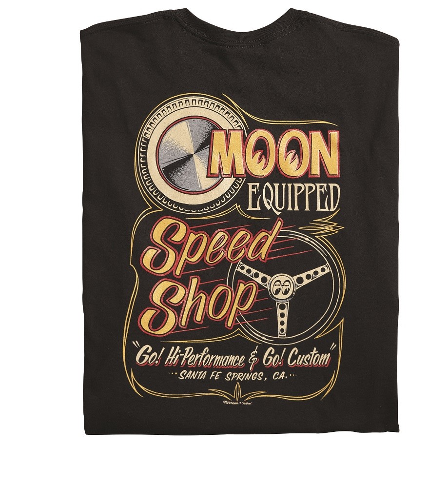 Men\'s Mooneyes Moon Equipped Speed Shop T-Shirt Black Cotton MQT136BK