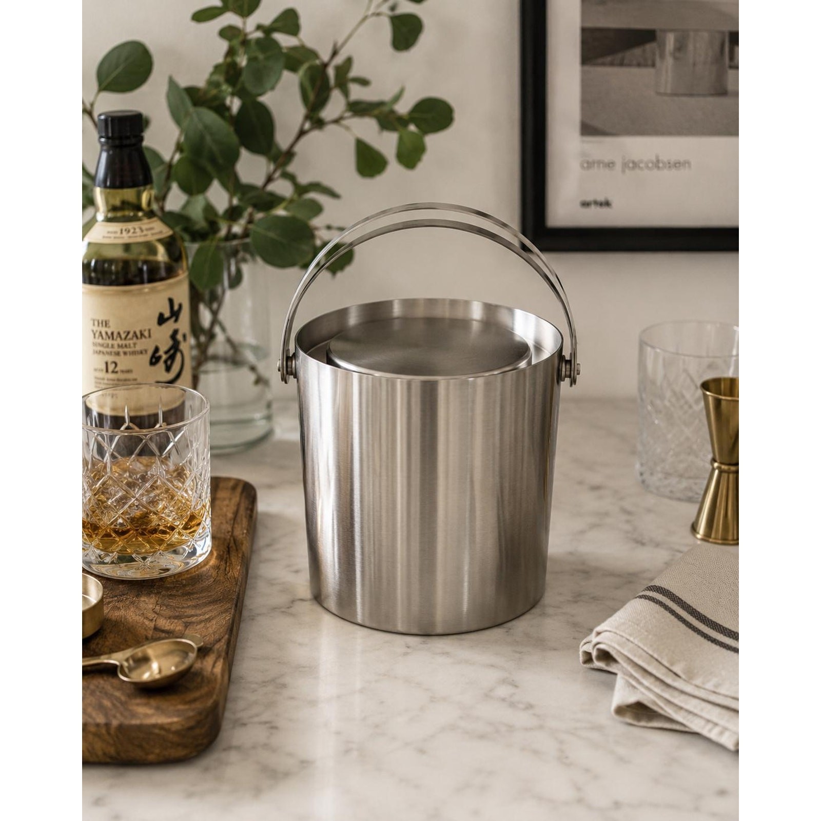 Arne Jacobsen Stelton Cylinda Line Ice Bucket Denmark 18/8 Stainless Steel MCM