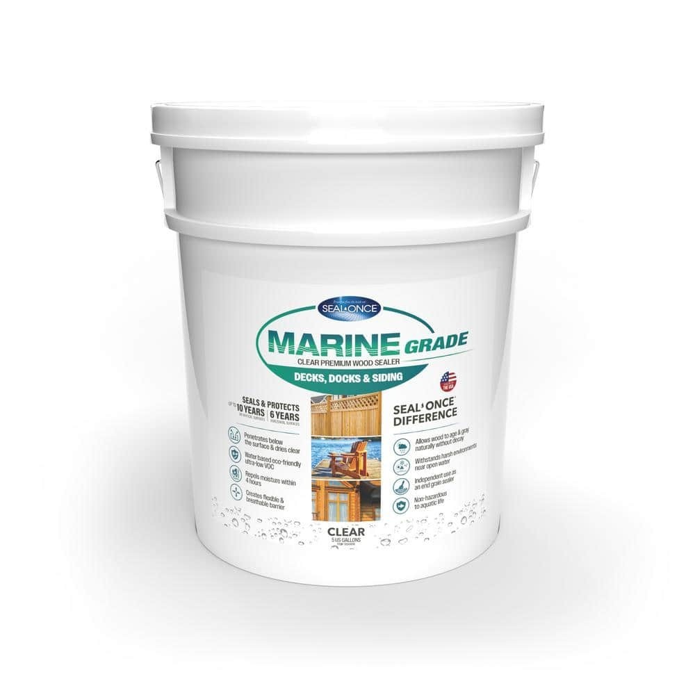 MARINE GRADE 5 Gal. Clear Premium Water-Based Waterproofing Exterior Wood Sealer