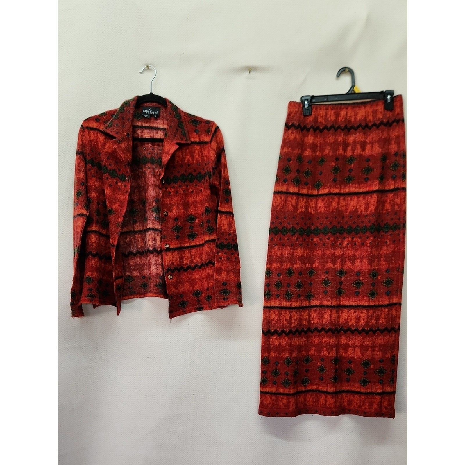Carole Little Red Patterned Maxi Skirt