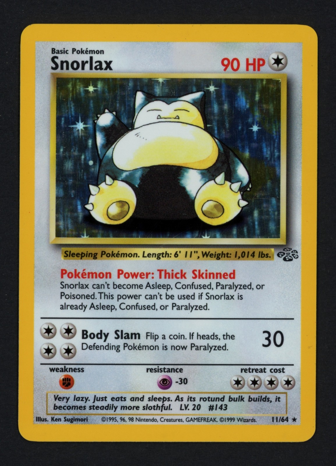 Snorlax 11/64 Unlimited Holofoil Jungle Holo Rare Pokemon TCG Snorlax 11/64 Unlimited Holofoil Jungle Holo Rare Pokemon TCG
