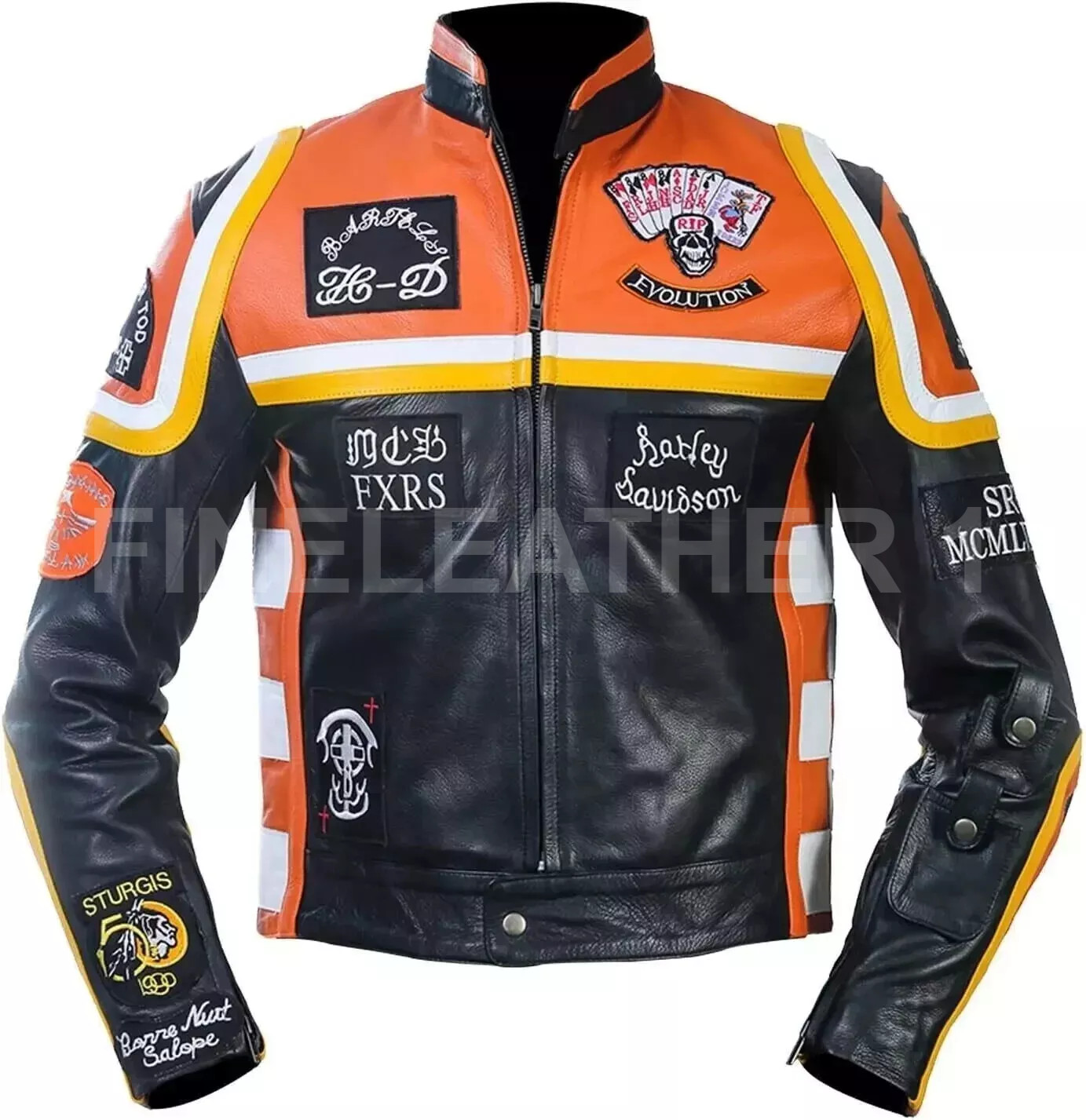 HDMM Mickey Rourke Marlboro Men's Vintage Real Leather Jacket BIG SALE