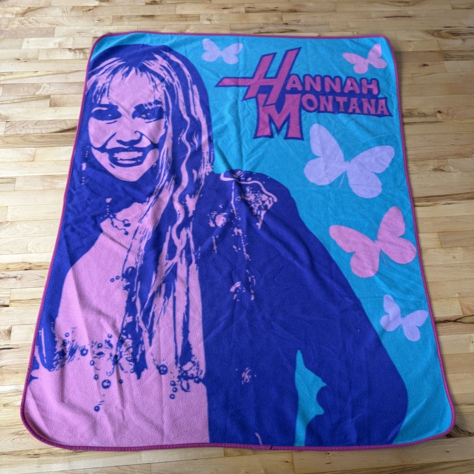Y2K Vintage 2010 Hannah Montana Fleece Blanket Disney Channel