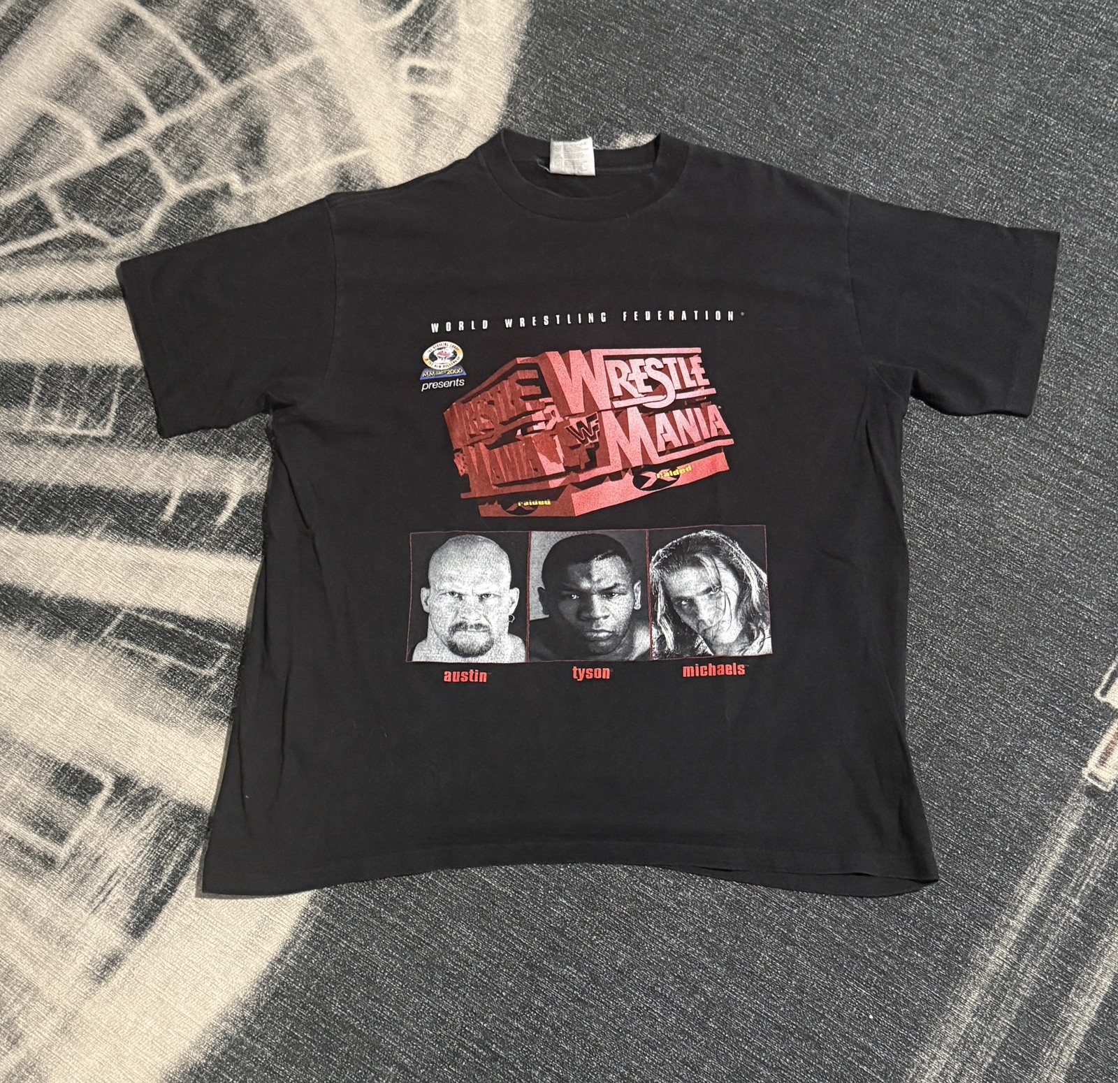 Vintage 1998 WWF Wrestlemania XIV Promo Shirt XL Mike Tyson Stone Cold Shawn WWE Vintage 1998 WWF Wrestlemania XIV Promo Shirt XL Mike Tyson Stone Cold Shawn WWE