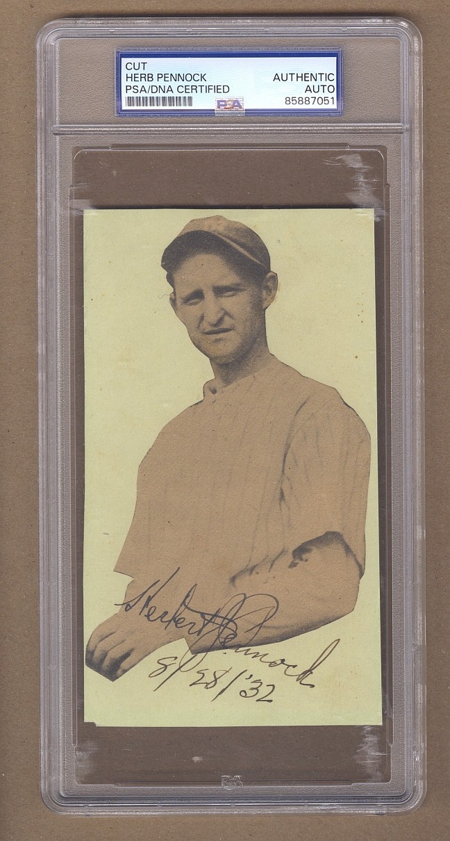 Herb Pennock Signed AUTO Album Page Photo Yankees Dated 8/28/1932 HOF PSA/DNA