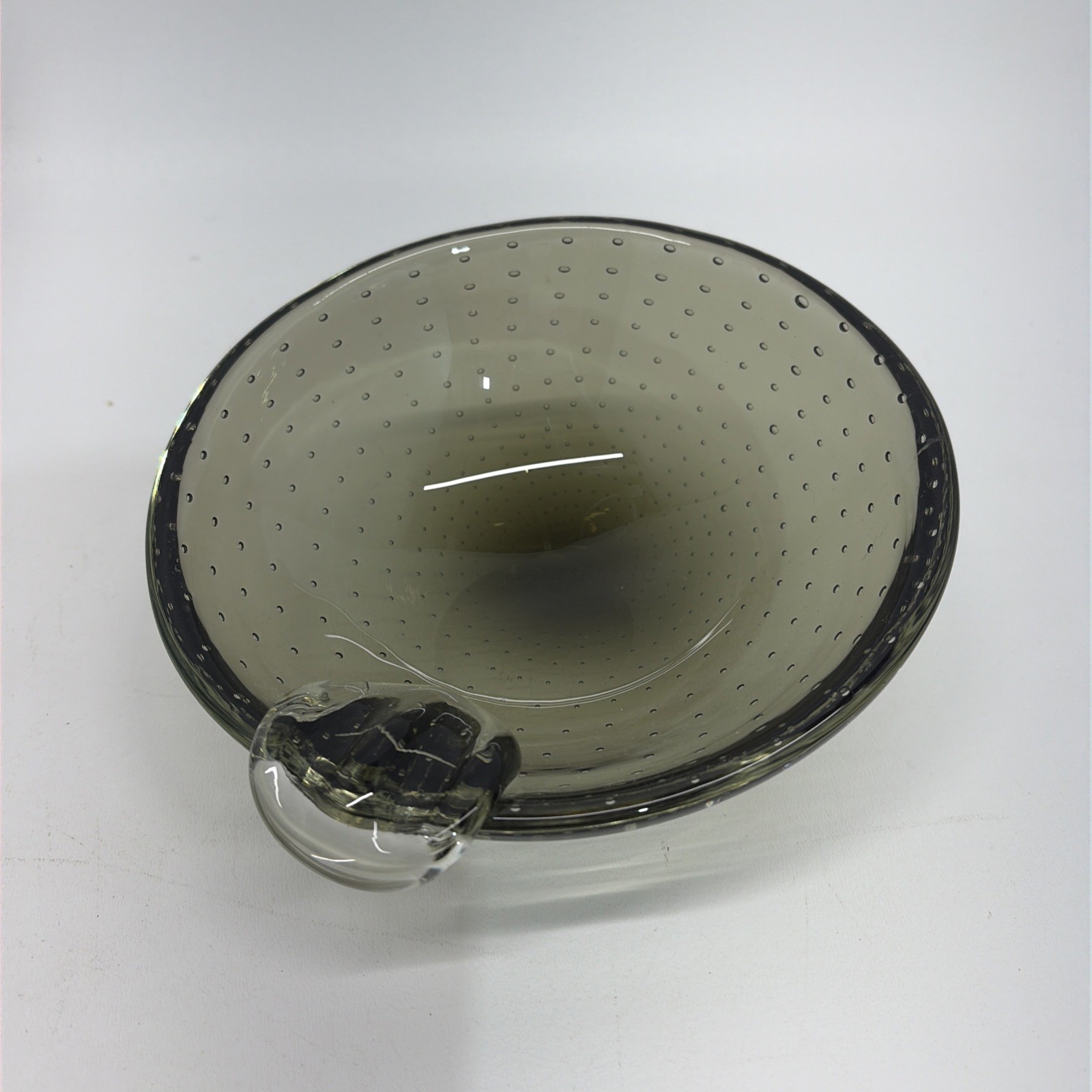 Vintage Carl Erickson Smoke Gray Glass Controlled Bubble Bowl/Ashtray Vintage Carl Erickson Smoke Gray Glass Controlled Bubble Bowl/Ashtray