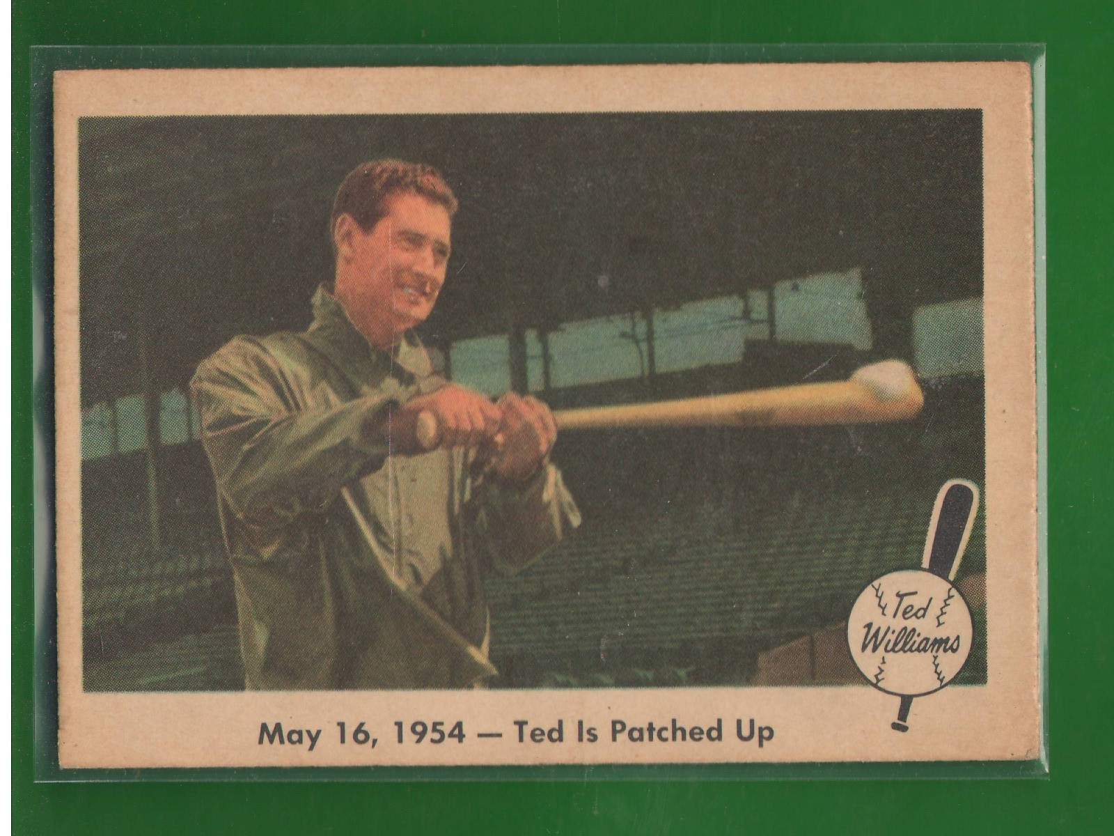 1959 Fleer Ted Williams #51 May 16, 1954- Ted Is Patched Up VG/EX 1959 Fleer Ted Williams #51 May 16, 1954- Ted Is Patched Up VG/EX