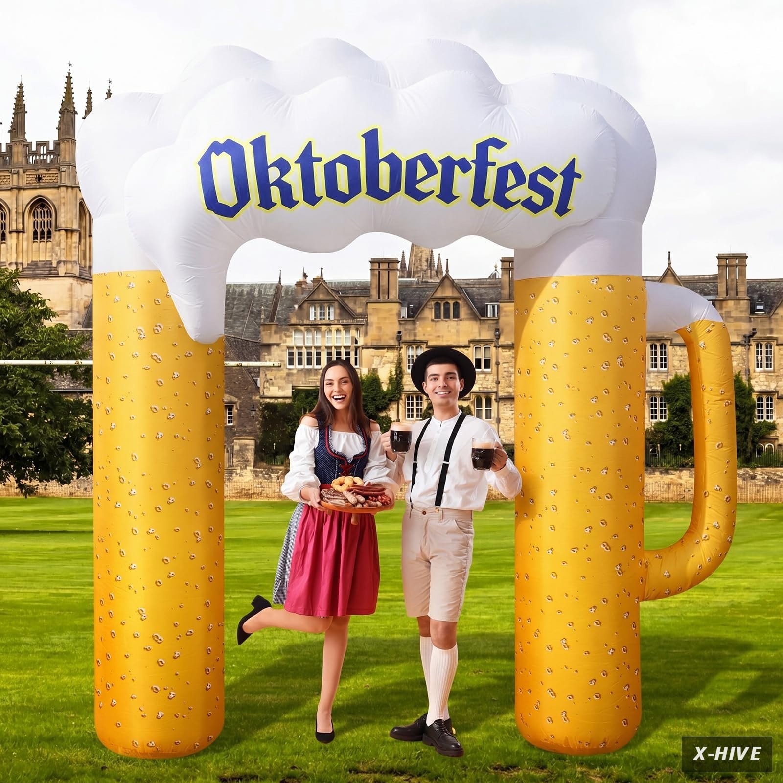 Inflatable Yard Decorations Polyester 1 Leyndo 8FT Oktoberfest Arch Decoration