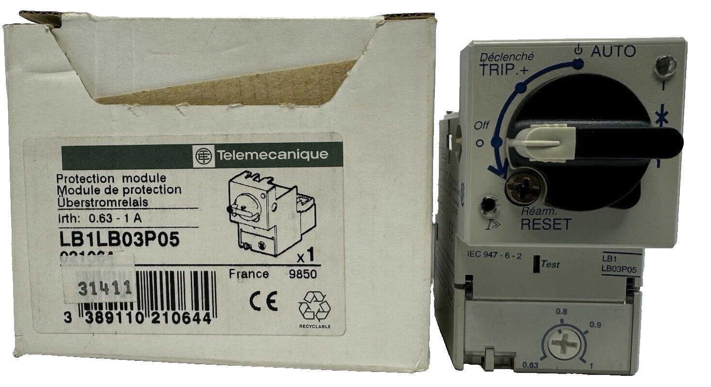 Telemecanique LB1 LB03P 05 OVERLOAD PROTECTION MODULE - New in Box Telemecanique LB1 LB03P 05 OVERLOAD PROTECTION MODULE - New in Box