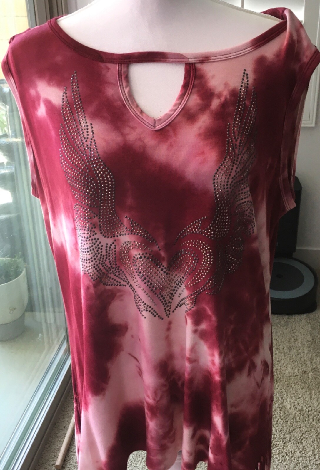 Liberty Wear Woman\'s 2XL Raspberry W/ Front Beaded Wings W/Shoulder Fringe NWOT