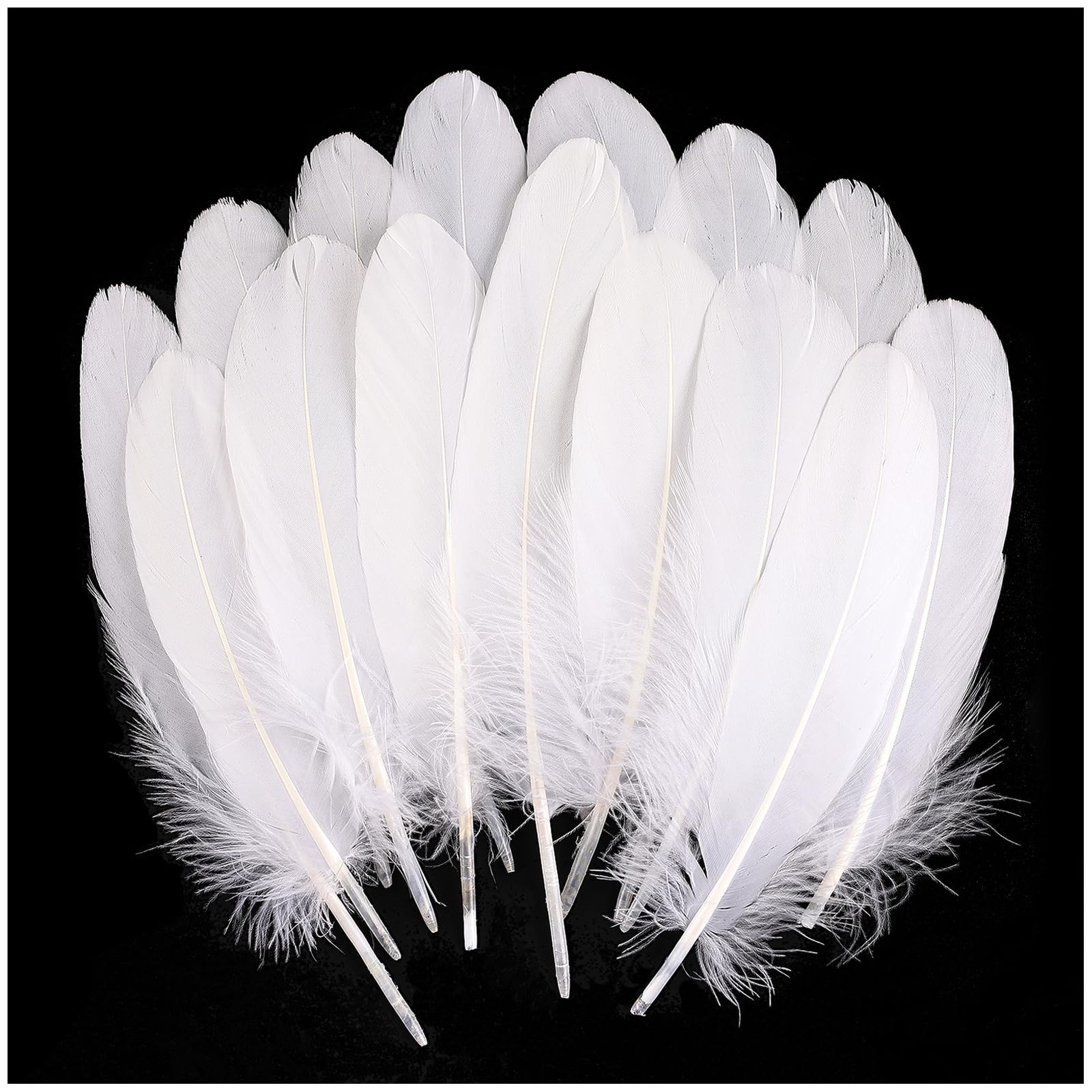 THARAHT 120pcs White Goose Feathers Natural Bulk 68 inch 1520cm for Crafts DI...