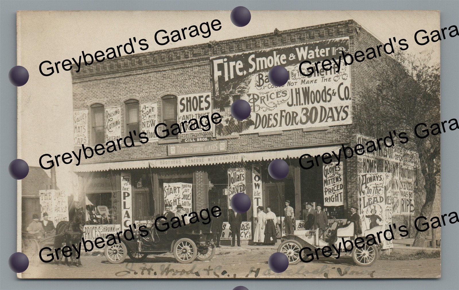 RPPC Wow Big Signs at Shoe Store HAVELOCK IA Iowa Vintage Real Photo Postcard