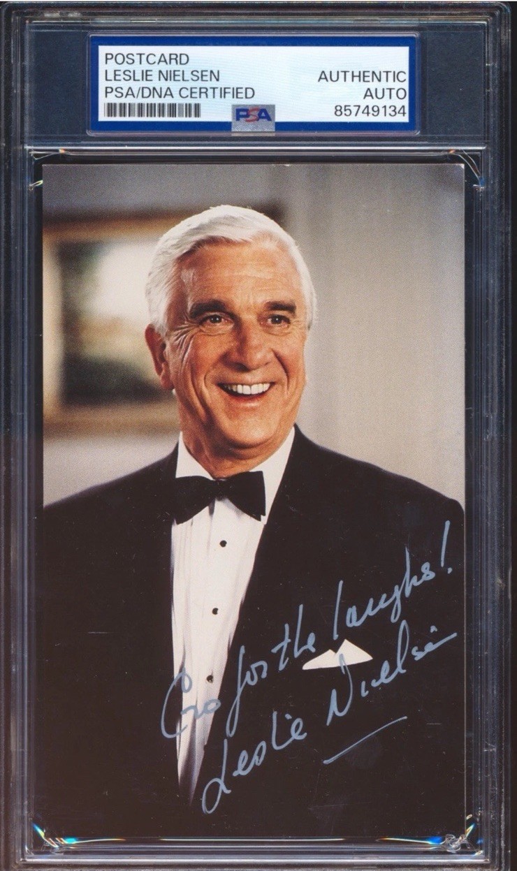 Leslie Nielson Autograph Auto PSA DNA The Nude Cannon Frank Drebin