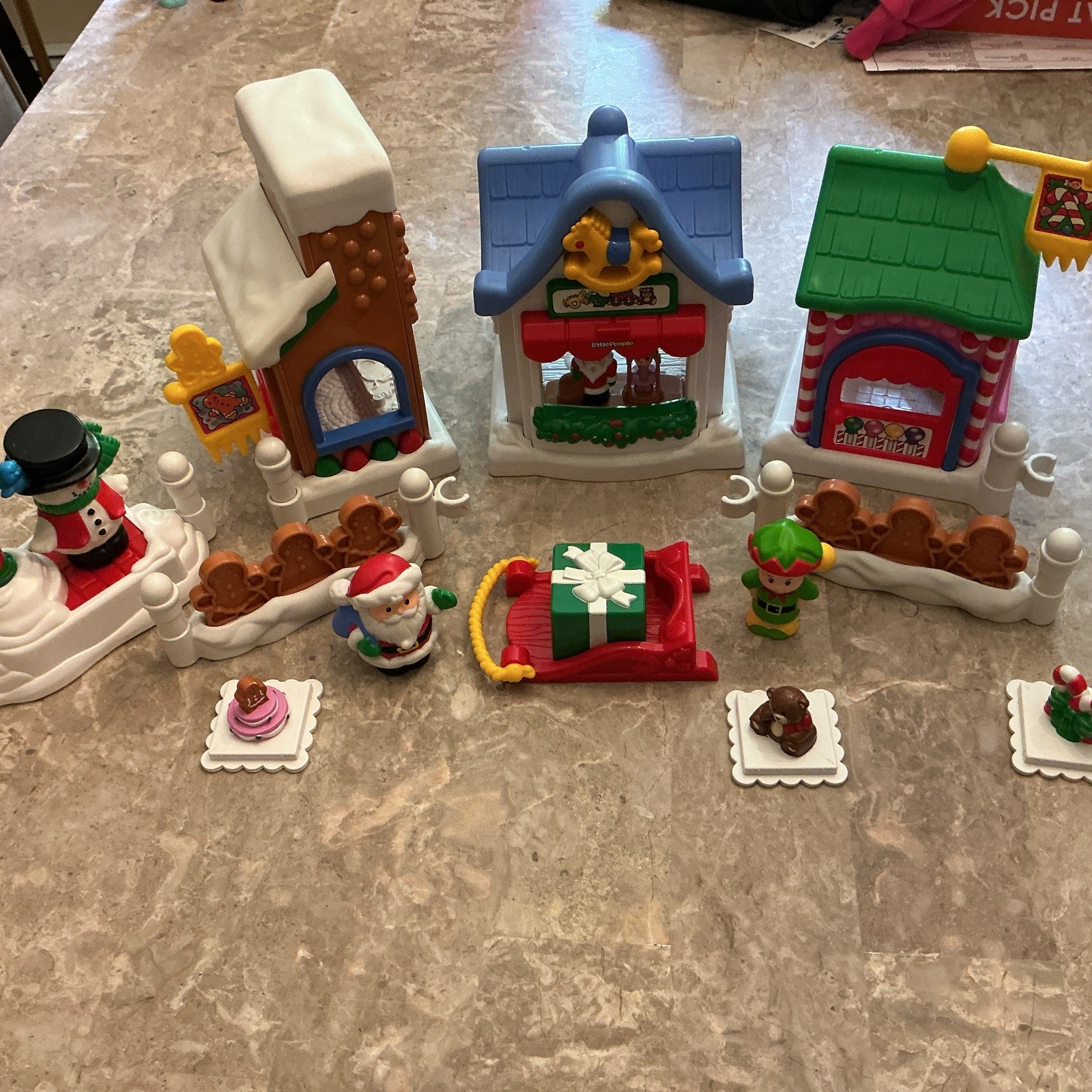 Fisher Price Little People Christmas On Main Street Vintage Incomplete w/ Extras