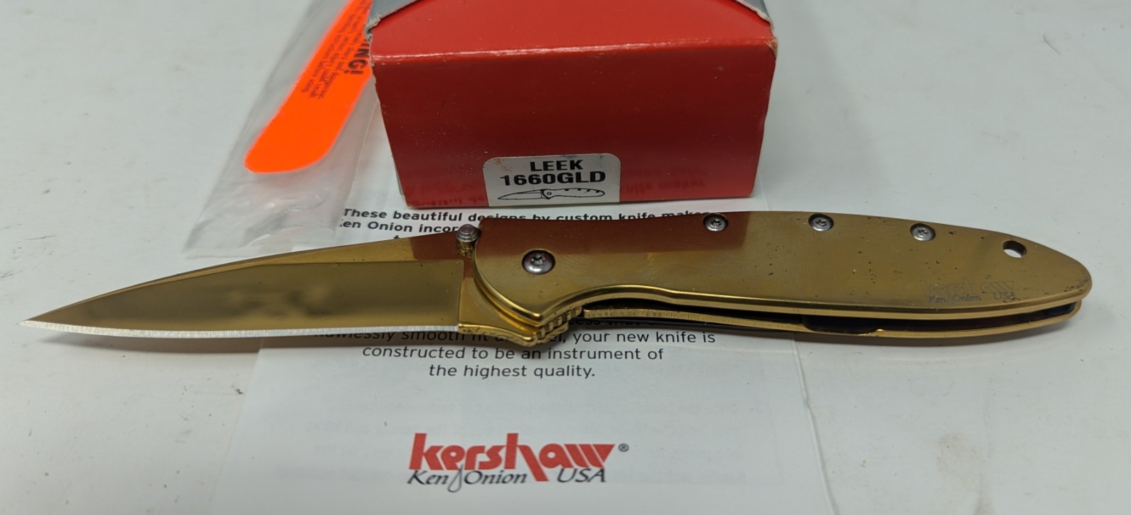 Rare Kershaw Leek 1660GLD Ken Onion Design USA 2005 NIB Rare Kershaw Leek 1660GLD Ken Onion Design USA 2005 NIB