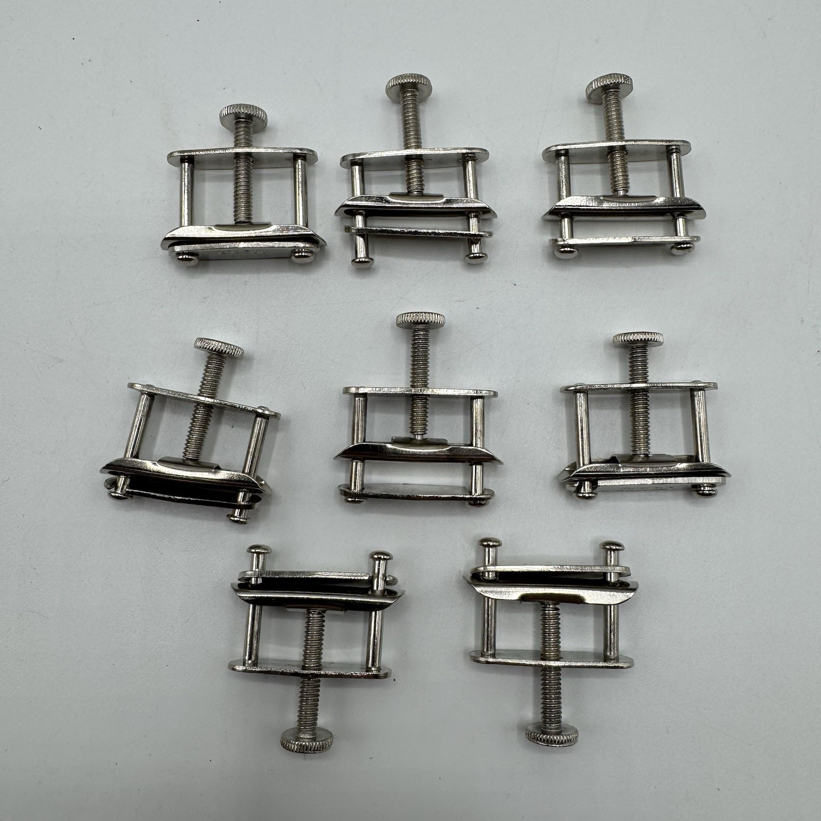 Lot of 8 Vintage Grafco C Clamp Screw Compressors Metal Medical Tubing Clamps