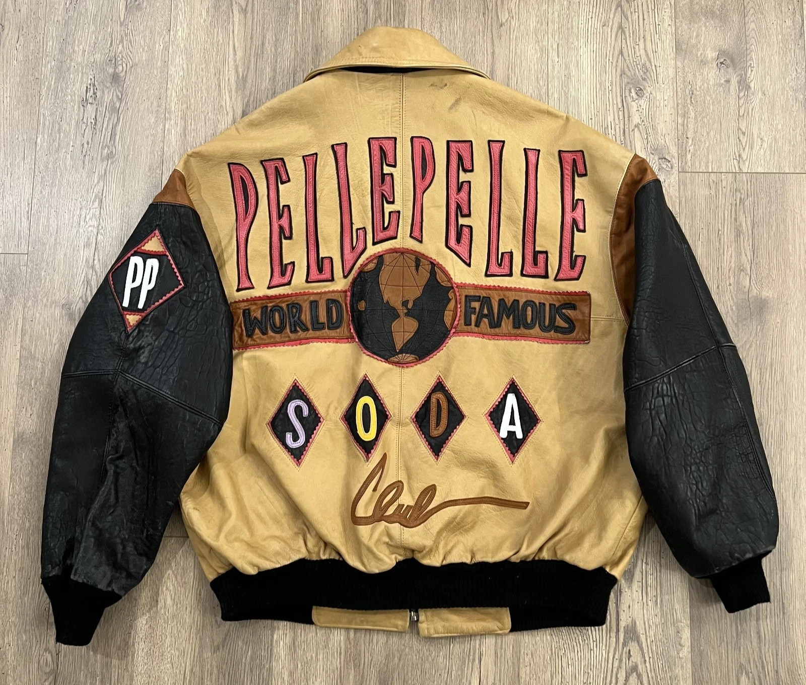Handmade Men\'s Brown soda club pelle pelle leather jacket