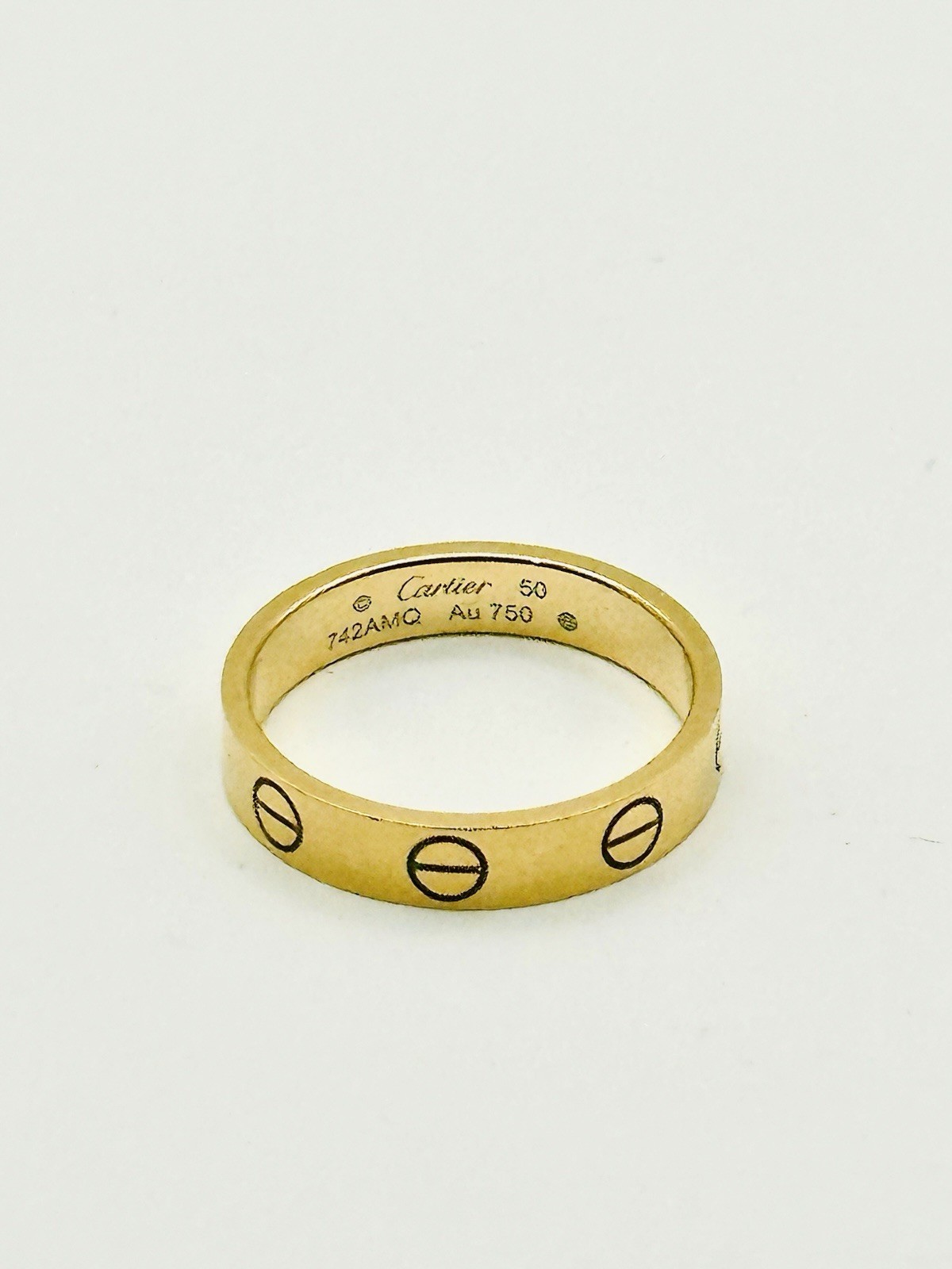 Authentic Cartier Love 18k Yellow Gold Small Model Band Ring Size 50