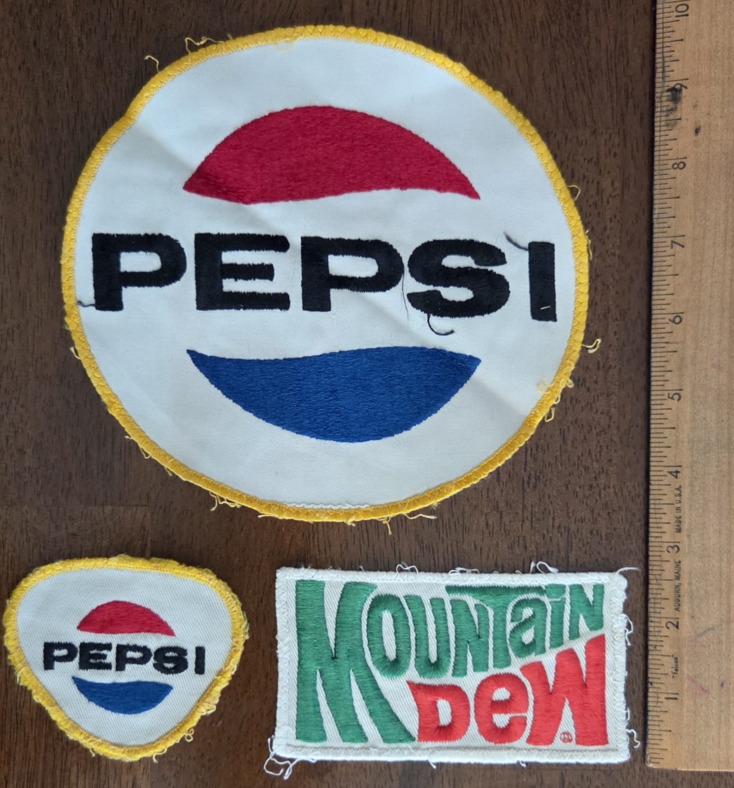 Vintage 1970s/80s Pepsi Mountain Dew New Old Stock Employee Patches EXC Cond