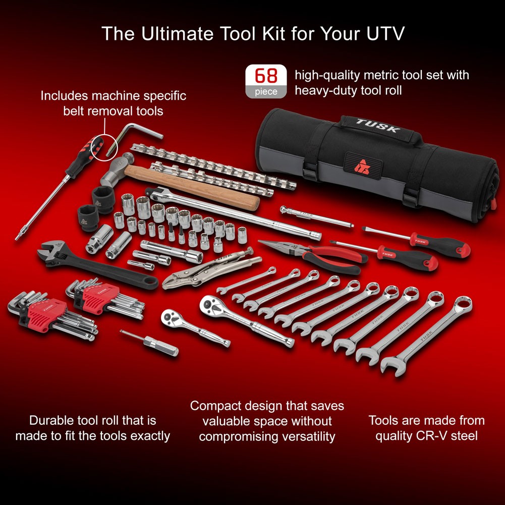 Tusk UTV Tool Roll Kit with Belt Removal Tools for Polaris RZR / Ranger