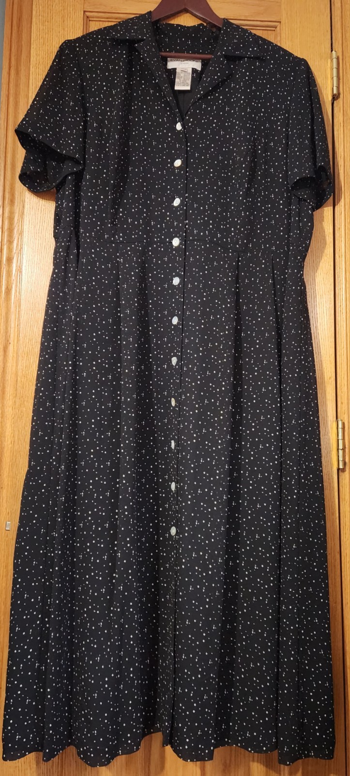 VTG Evan-Picone Polka Dot Stars Midi/maxi shirt Dress 18W Celestial Modest Retro