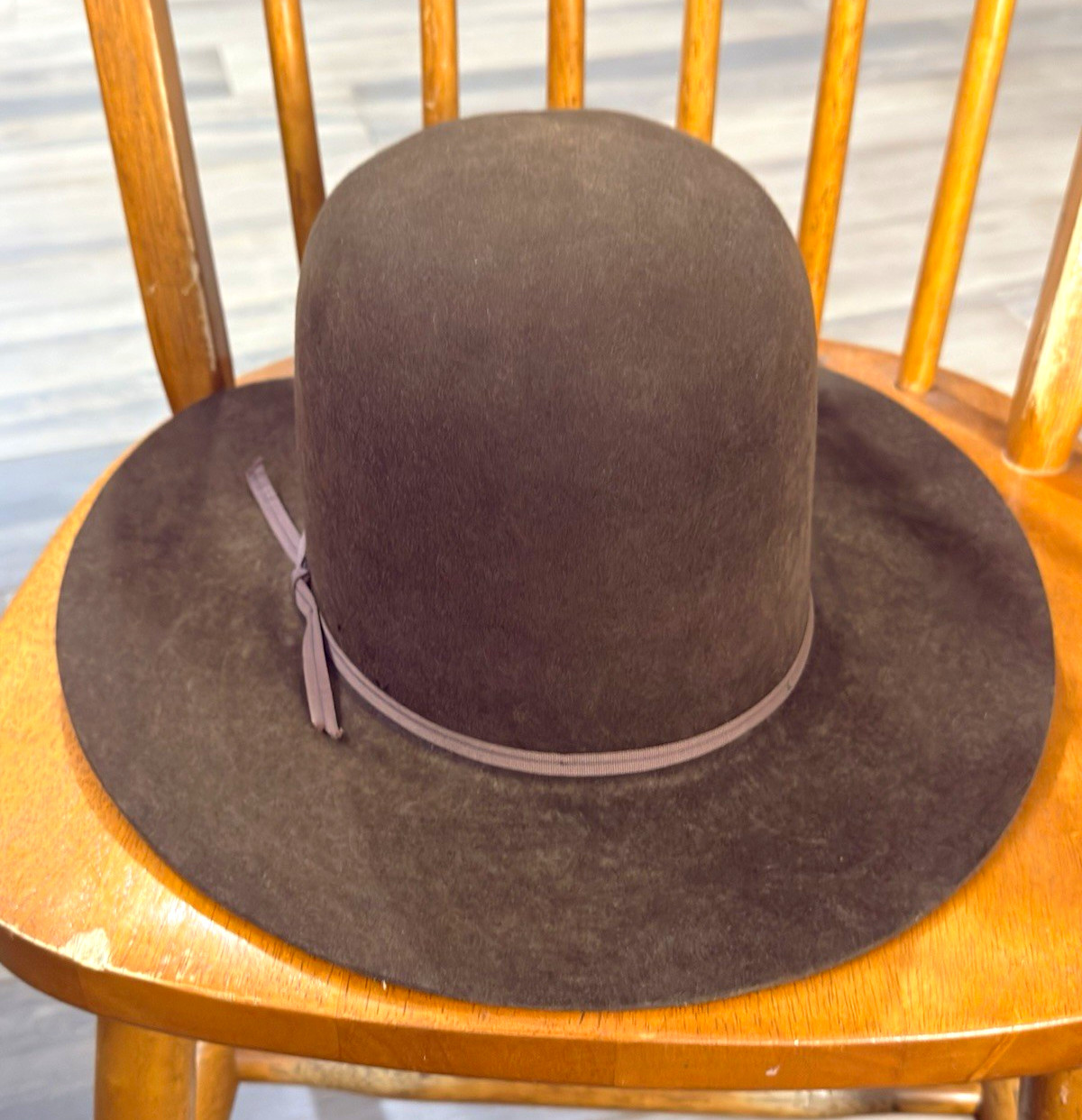 Vintage Rodeo King 5X Beaver Open Crown Cowboy Hat 7 1/4 Chocolate Brown W/ Box